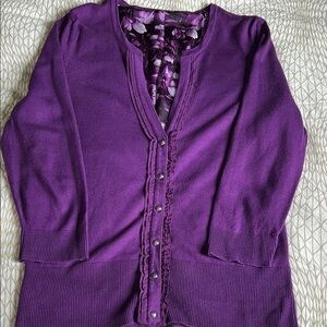 White House Black Market Purple Women's Cardigan Sweater